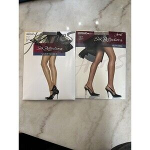 Hanes Silk Reflections Lot of 2 Size EF New Silky Sheer Soft Taupe & Town Taupe